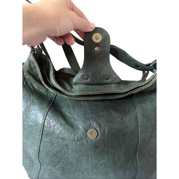Gianni Notaro Shoulder Hobo Bag Green Leather - Picture 12 of 14